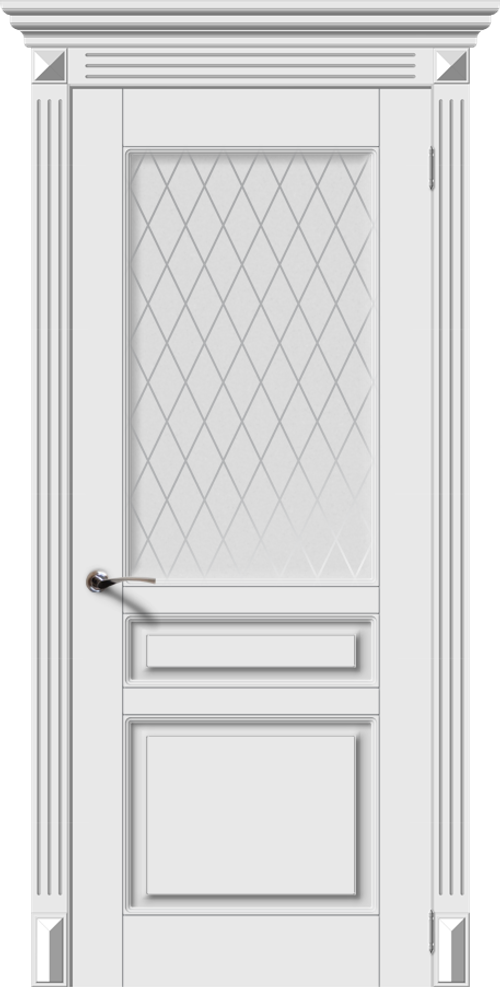 Межкомнатная дверь Гармония-Н / Цвет Белый / Остекление "Белое матовое Кристалл" / Двери Верда