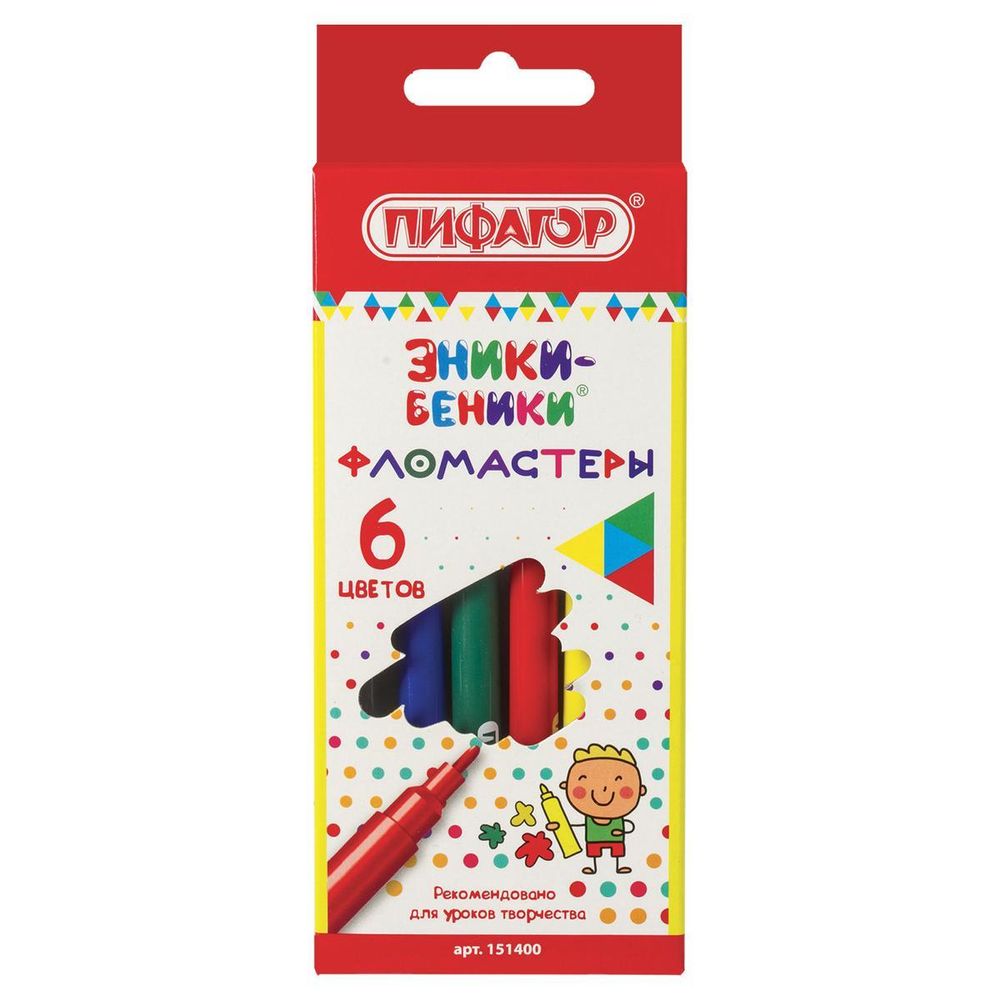 Фломастеры 6цв. &quot;Эники-Беники&quot;, вент. колпачок (Пифагор)