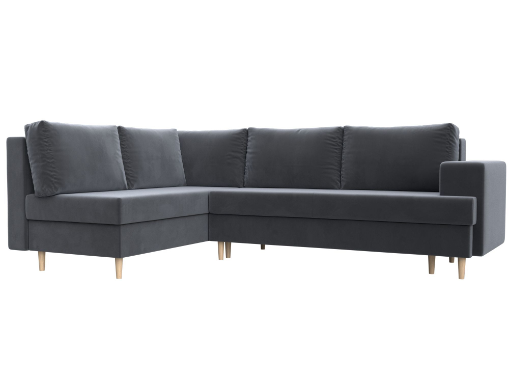 Диван угловой Сильвана левый угол, Серый, Велюр, 100843L