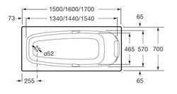 Акриловая ванна Roca Sureste 170x70 ZRU9302769 схема