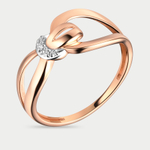 Кольцо женское из розового золота 585 пробы с фианитами (арт. 020391-1102)