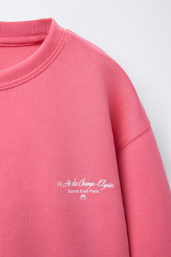 ZARA ХУДИ В СПОРТИВНОМ СТИЛЕ С НАДПИСЬЮ, КОРАЛЛОВЫЙ