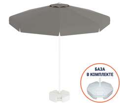 Зонт пляжный с базой на колесах Kiwi Clips&Base, Ø225 см, белый, серый