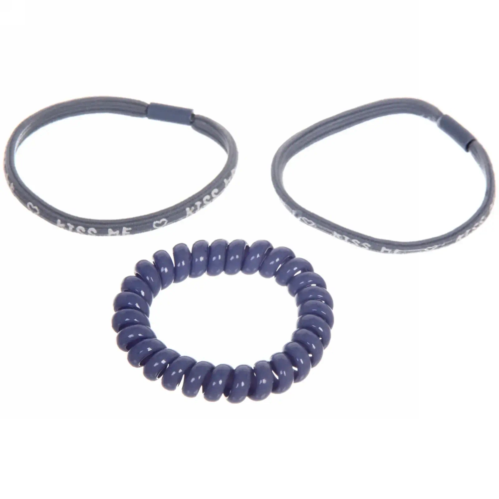 Резинки для волос 3шт «Кокетка», цвет голубой, d-5,5см