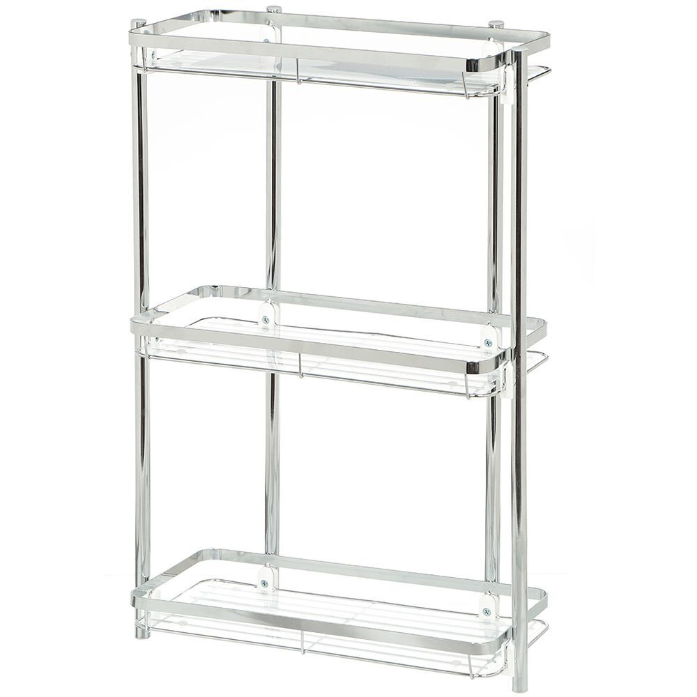 Полка для ванной мет-л, напол, 3 яр, прямая, 35х16.5х58 см, хром, Y3-766
