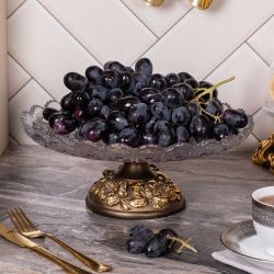 Фруктовница Лето Бронза со стеклянной чашей