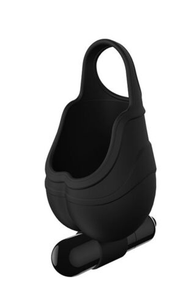 Черный подхват для мошонки с вибрацией VIBRATING SCROTUM TEASER (Цвет: черный)