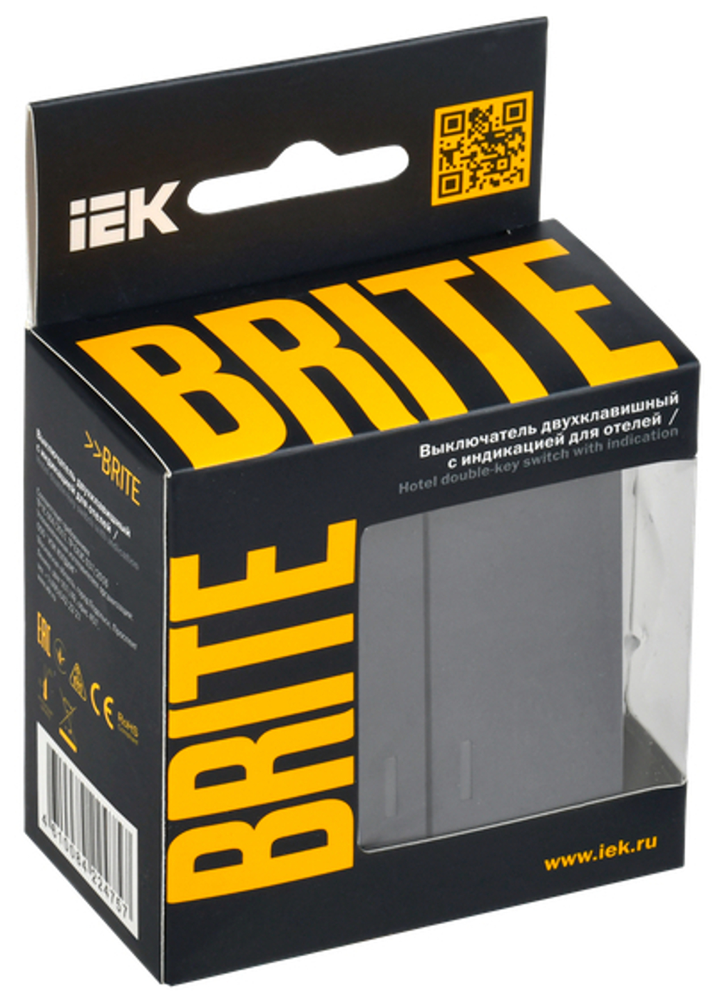 BRITE Выключатель 2-клавишный с индикацией для отелей 10А ВС10-2-9-БрМ маренго IEK