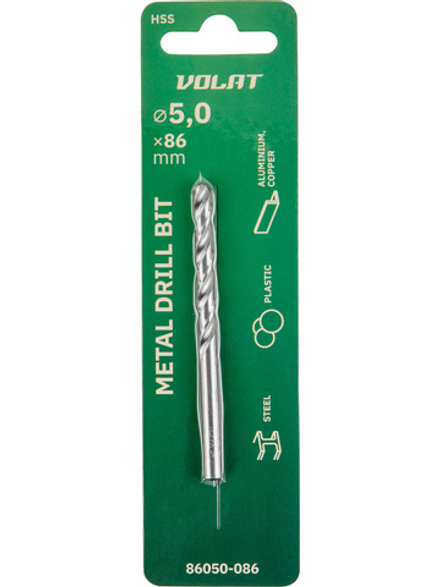 Сверло по металлу ц/х 5.0х52х86 мм HSS ВОЛАТ