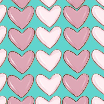 Розовое сердце на бирюзовом