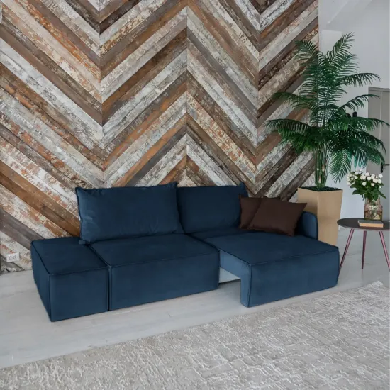 ПОРТЛЕНД Диван прямой с банкеткой синий