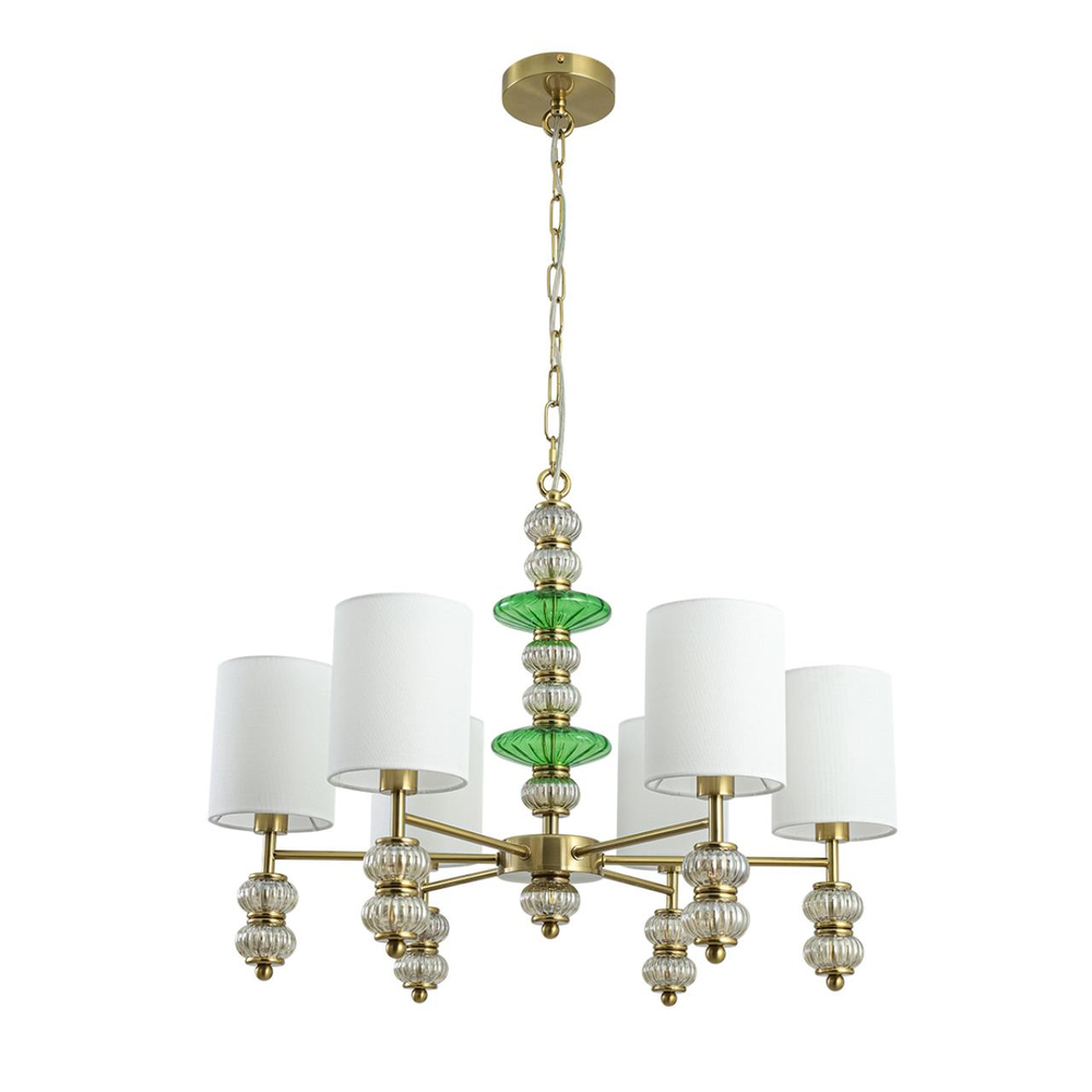 8337/6 MODERNI LN26 144 бронза/белый/зеленый, металл/стекло/текстиль Люстра E14 6*40W 220V ILMIRA