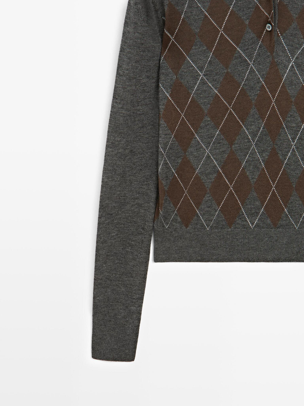 Massimo Dutti Свитер с ромбовидным узором, серый