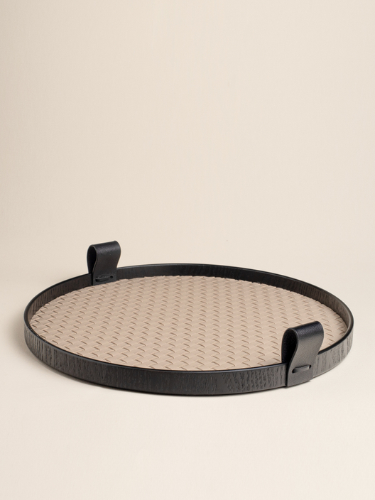 Поднос из плетеной кожи Айвори