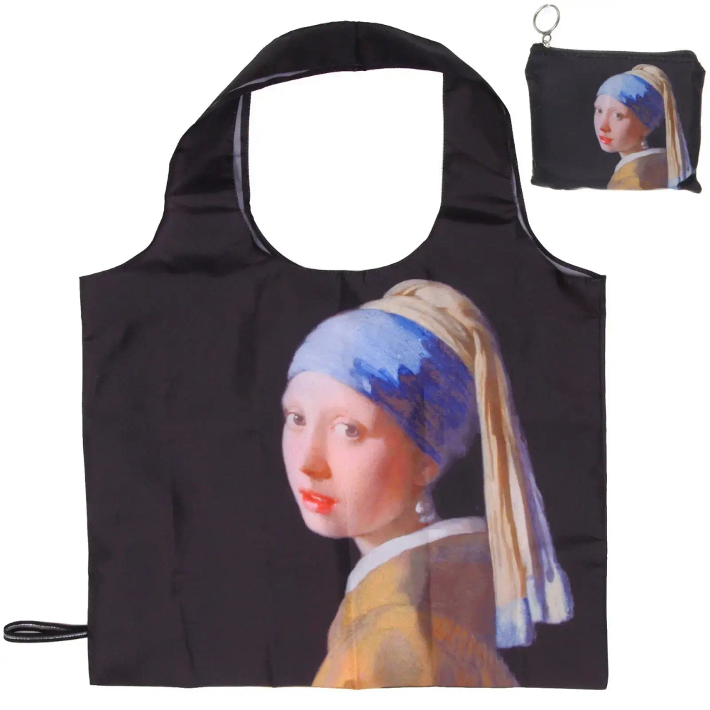 Сумка - шоппер в чехле с замком водонепроницаемая «ИДЕЯДОМА», принт девушка с жемчужной сережкой, 46*55см