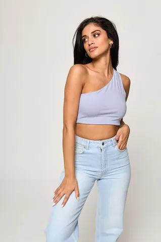 Топ на одно плечо из хлопка цвета лаванда