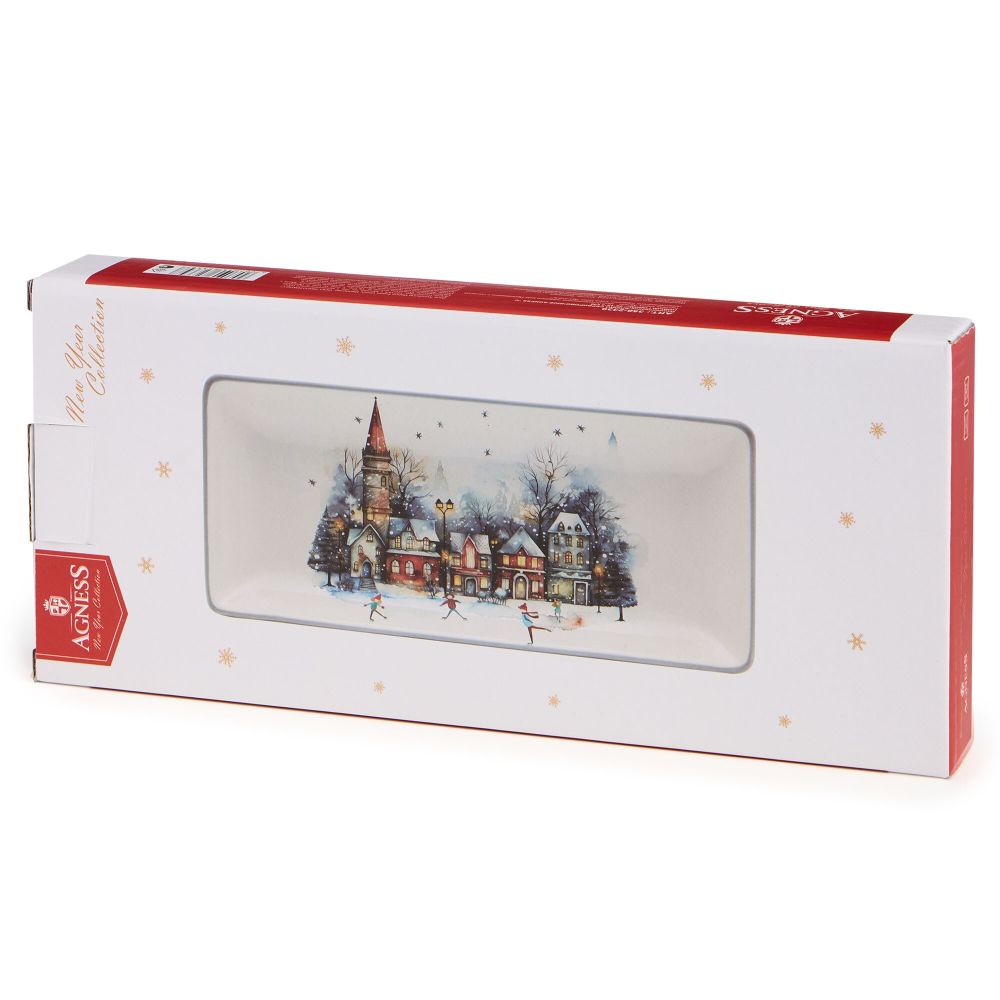 БЛЮДО СЕРВИРОВОЧНОЕ AGNESS "С НОВЫМ ГОДОМ!" 28*12*3 СМ