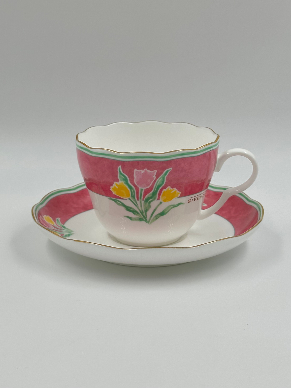 Чайная пара с розовой каймой Givenchy by Yamaka