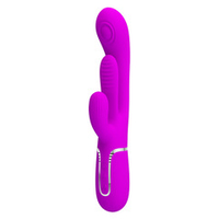 Розовый вибратор-кролик 22,2см с дополнительным язычком Pretty Love Triple Rabbit Multifuncional Vibrador BW-500041