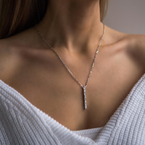 Колье "Мятый брусок" в серебре