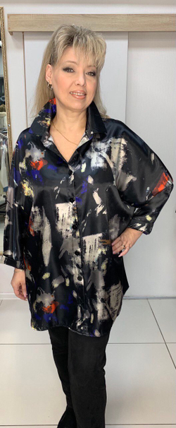 Туника-блузон с атласным блеском