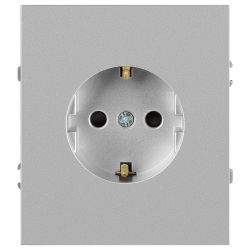Розетка ЭРА Arktik 16-2102-03 с заземлением 2P+E Schuko со шторками 16А-250В алюминий | Эра Arktik