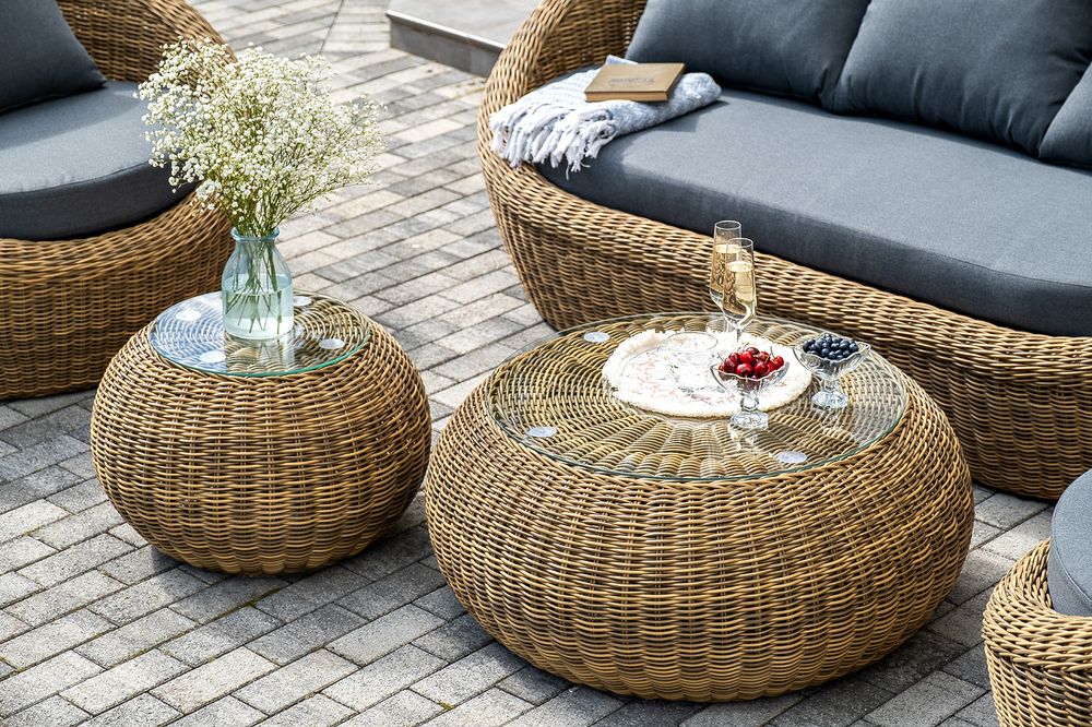 "Барселона" лаунж-зона из искусственного ротанга, цвет соломенный