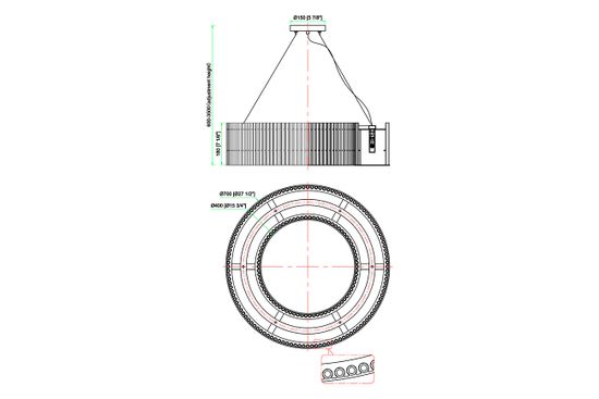 91GH-80567 Люстра подвесная чёрный/стекло прозрач. d70*h150см