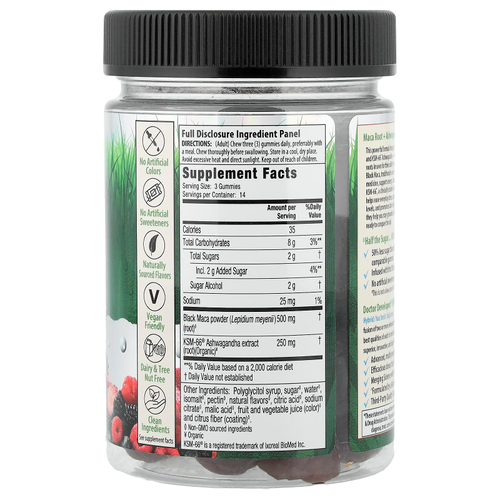 Irwin Naturals, корень маки и ашваганда, со вкусом ягод, 42 жевательных таблетки
