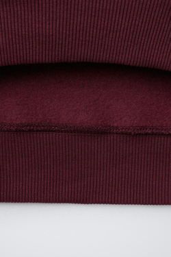 ZARA ТОЛСТОВКА С ВЫШИТОЙ НАДПИСЬЮ, БУРГУНДИ