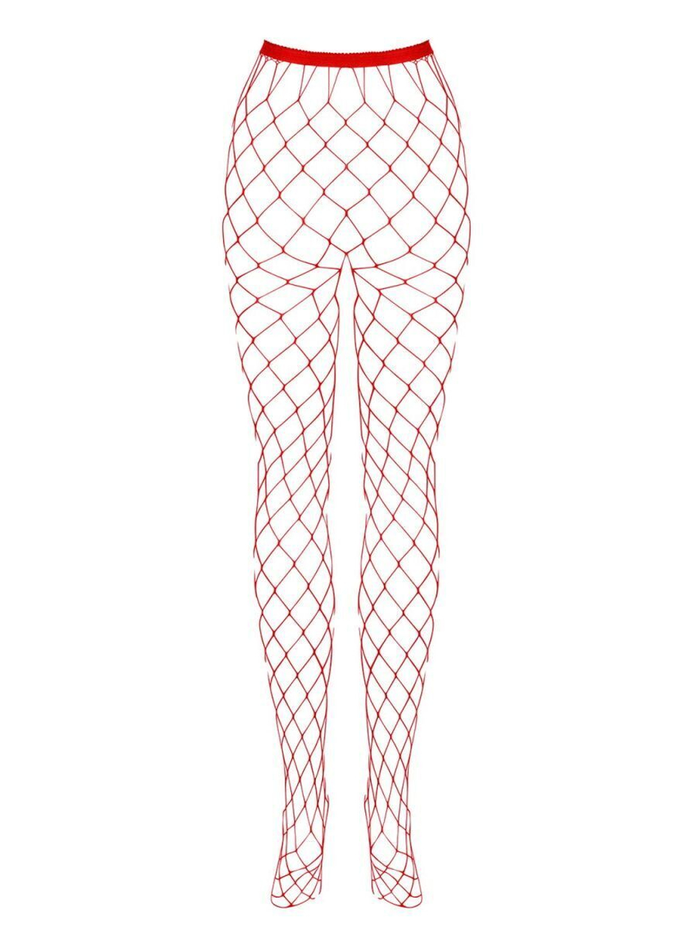Эффектные колготки в крупную сеточку (Размер: S-M-L) (Цвет: красный)