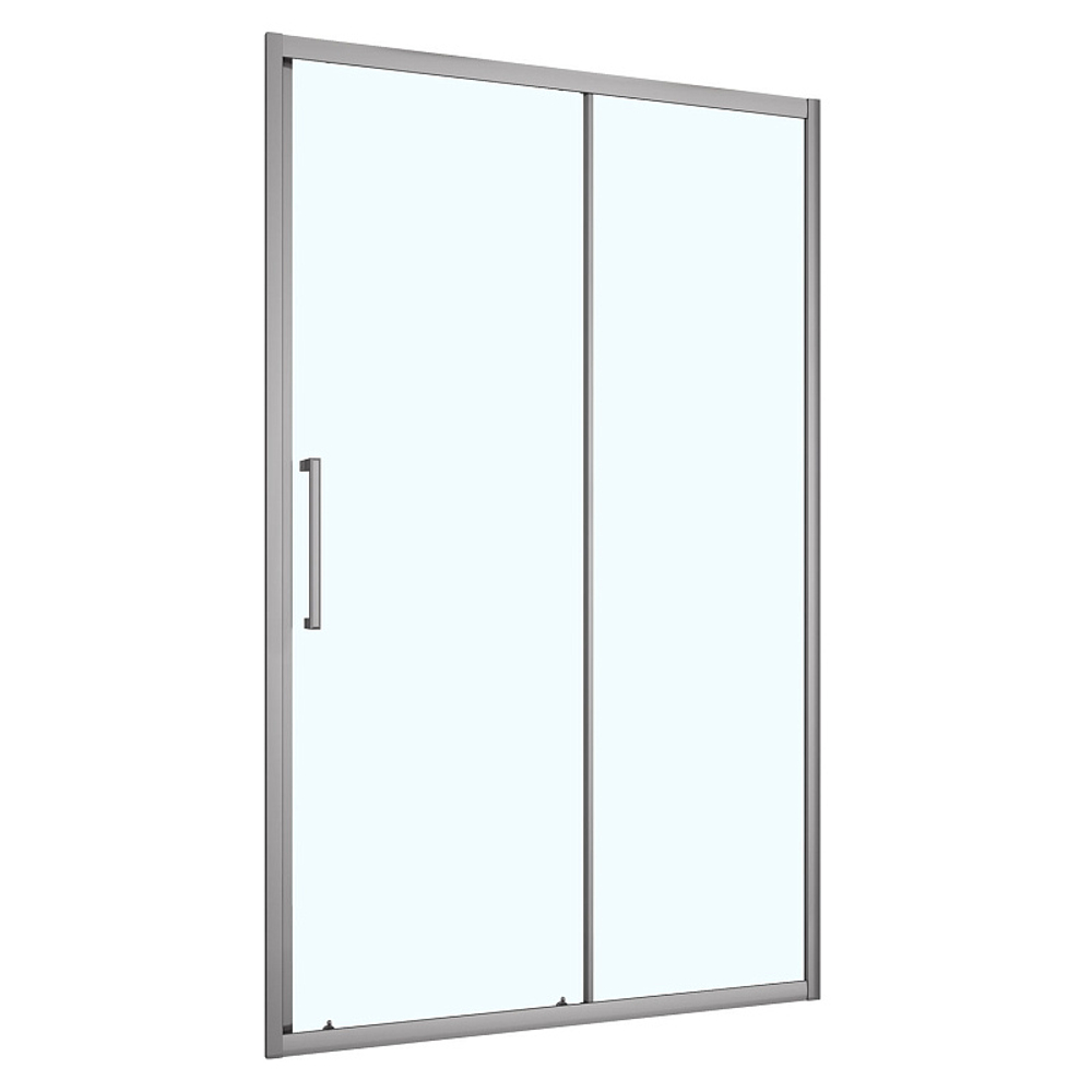 Душевая дверь Loranto раздвижная 140х190, толщина полотна 6мм универсальная, цвет профиля серый матовый