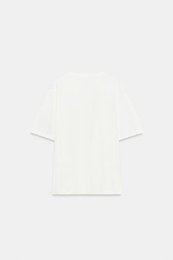 ZARA ФУТБОЛКА С НАДПИСЬЮ И КОРОТКИМИ РУКАВАМИ, БЕЛЫЙ