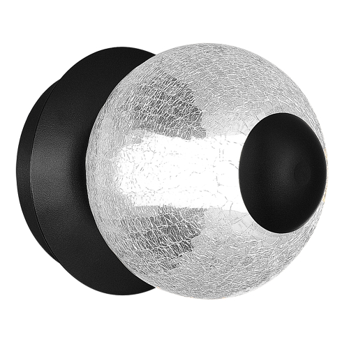 Светильник светодиодный, черный, прозрачное кракелированное стекло, PEEK, LED, 8,5