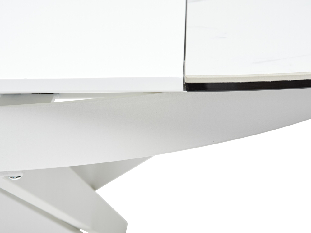 Стол TRENTO 120 HIGH GLOSS STATUARIO Белый мрамор глянцевый, керамика/ белый каркас, ®DISAUR