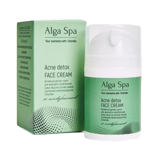 Активный детокс-крем для жирной и проблемной кожи на основе живой суспензии микроводоросли хлорелла 50 мл (ALGA SPA)