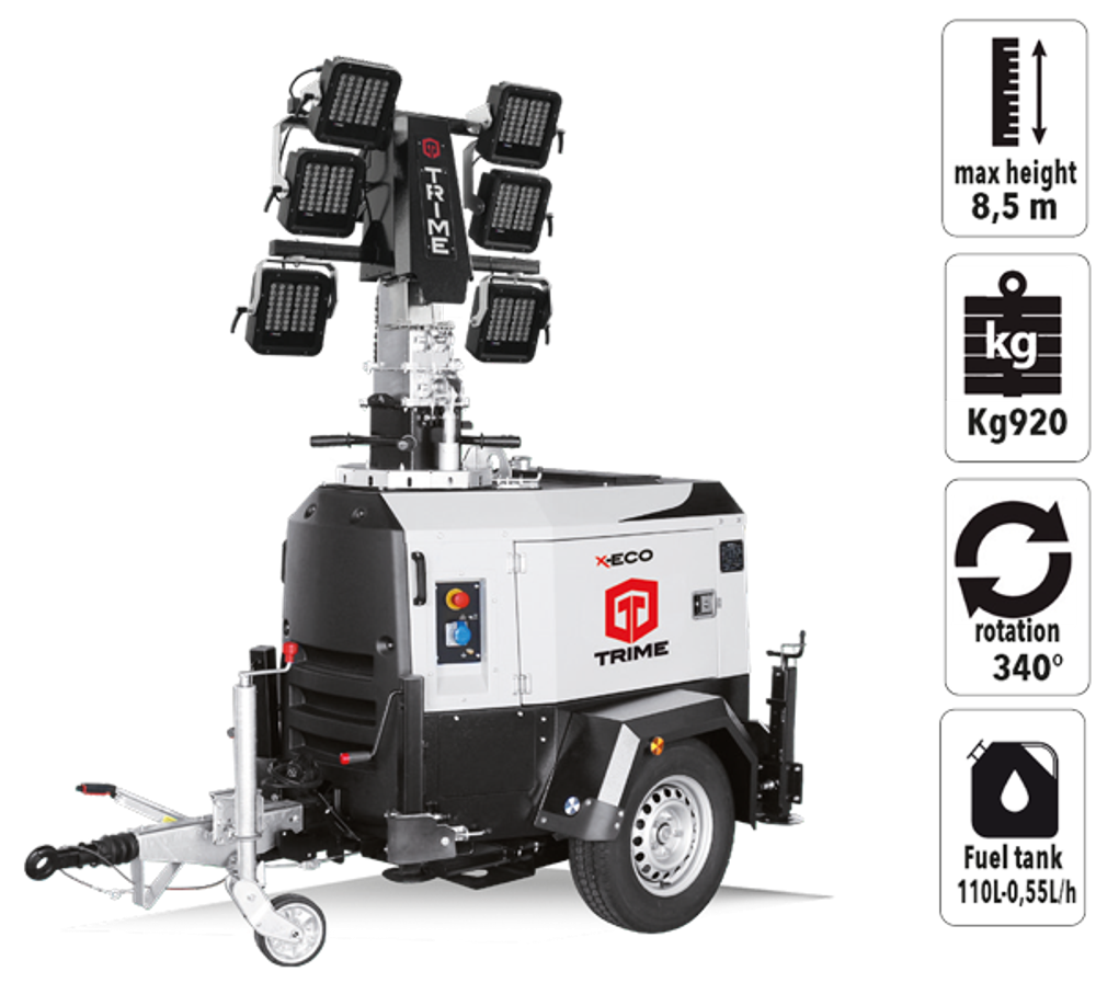 Осветительная мачта TRIME X-ECO 6X160W 48V LED дизельная - [8.5 м / Kubota]