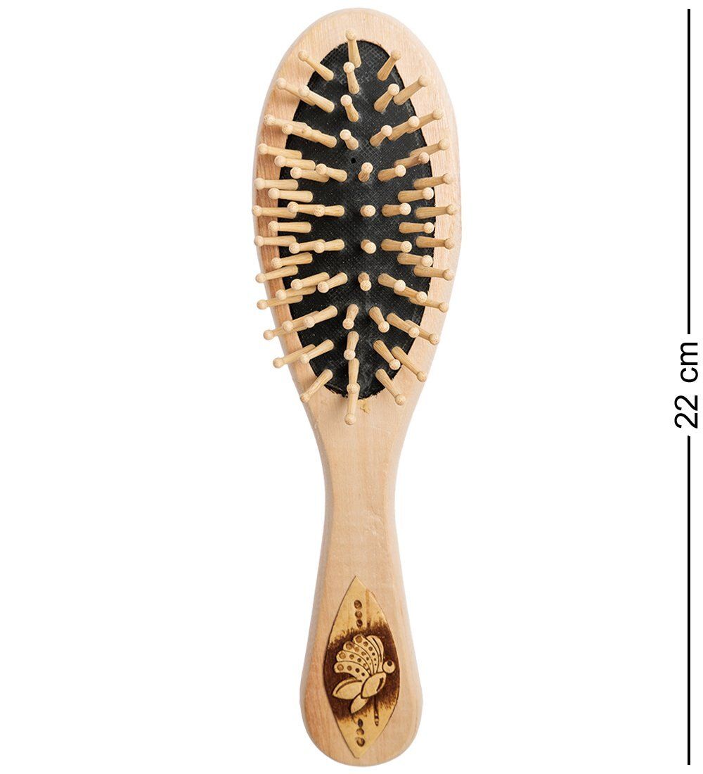 Народные промыслы BST-327/3 Массажная расческа деревянная «Бабочки» (береста)