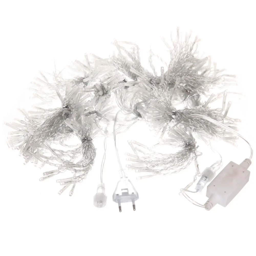 Гирлянда для улицы ЗАНАВЕС «Мерцание» ш2* в3,0 м 480 ламп LED, прозрач.пров,1 реж.,IP-54, Теплый белый, белый мерцает (возможность соединения)