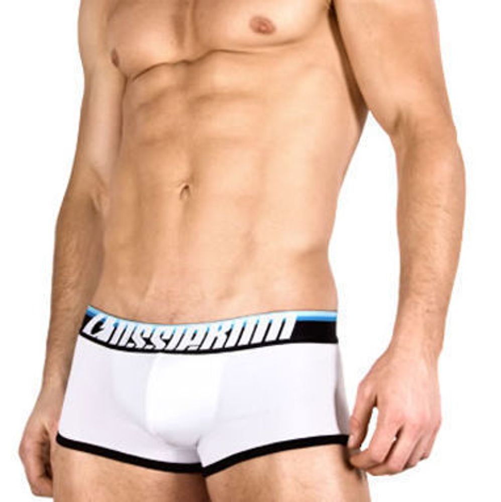 Мужские трусы хипсы Aussiebum Bodiform Shape Hip White с голубой резинкой AB00187-KP