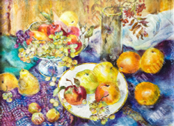 Корягин С.Н. Натюрморт с яблоками. Бумага, акварель. 2005 г. 55х40 см.