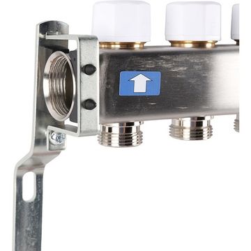 Коллектор Rommer 1"x3/4" на 6 контуров с расходомерами (нерж. сталь) RMS-1200-000006