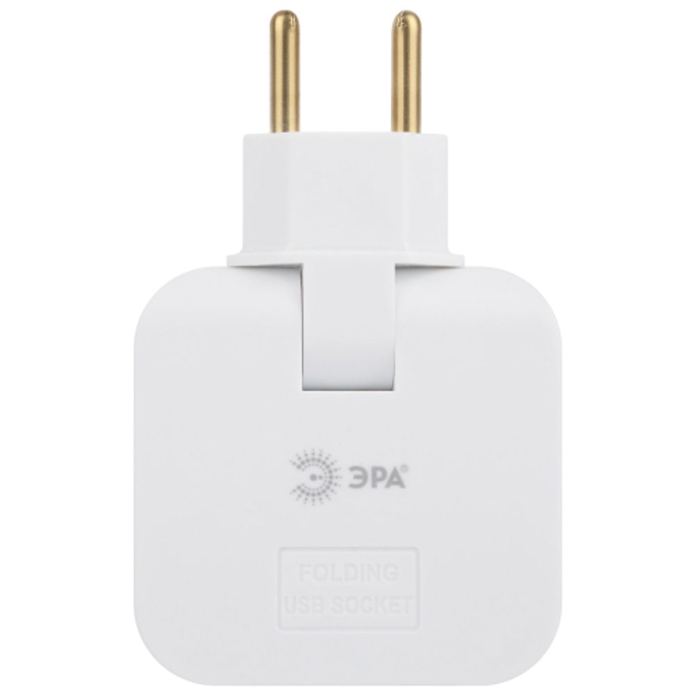 Разветвитель электрический ЭРА SPF-2-FL-USBC поворотный на 2 розетки + 2USB A+C 10А белый