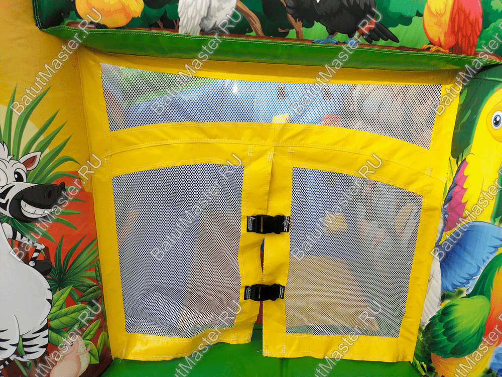 Детский надувной батут "Попугайчики и их друзья", размер 3,5*3*2,7 м