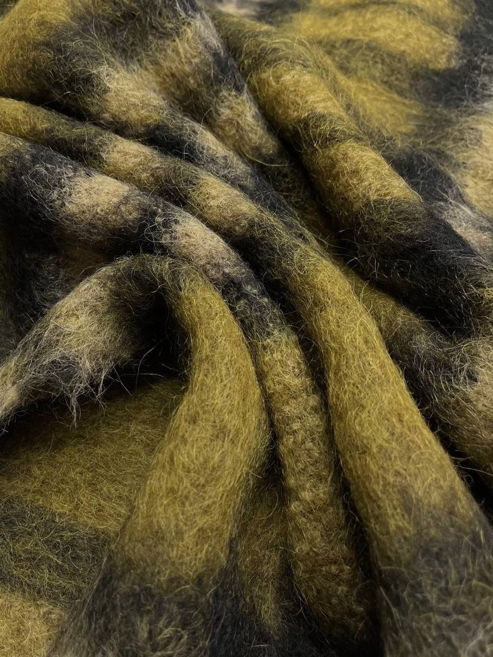 Купон альпака с мохером, шерстью и п/а в зеленый клетку