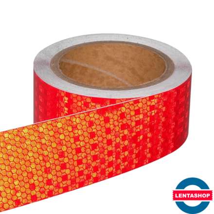 Красная светоотражающая лента 50 мм х 10 м