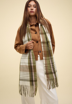 STRADIVARIUS Контрастный клетчатый шарф, хаки