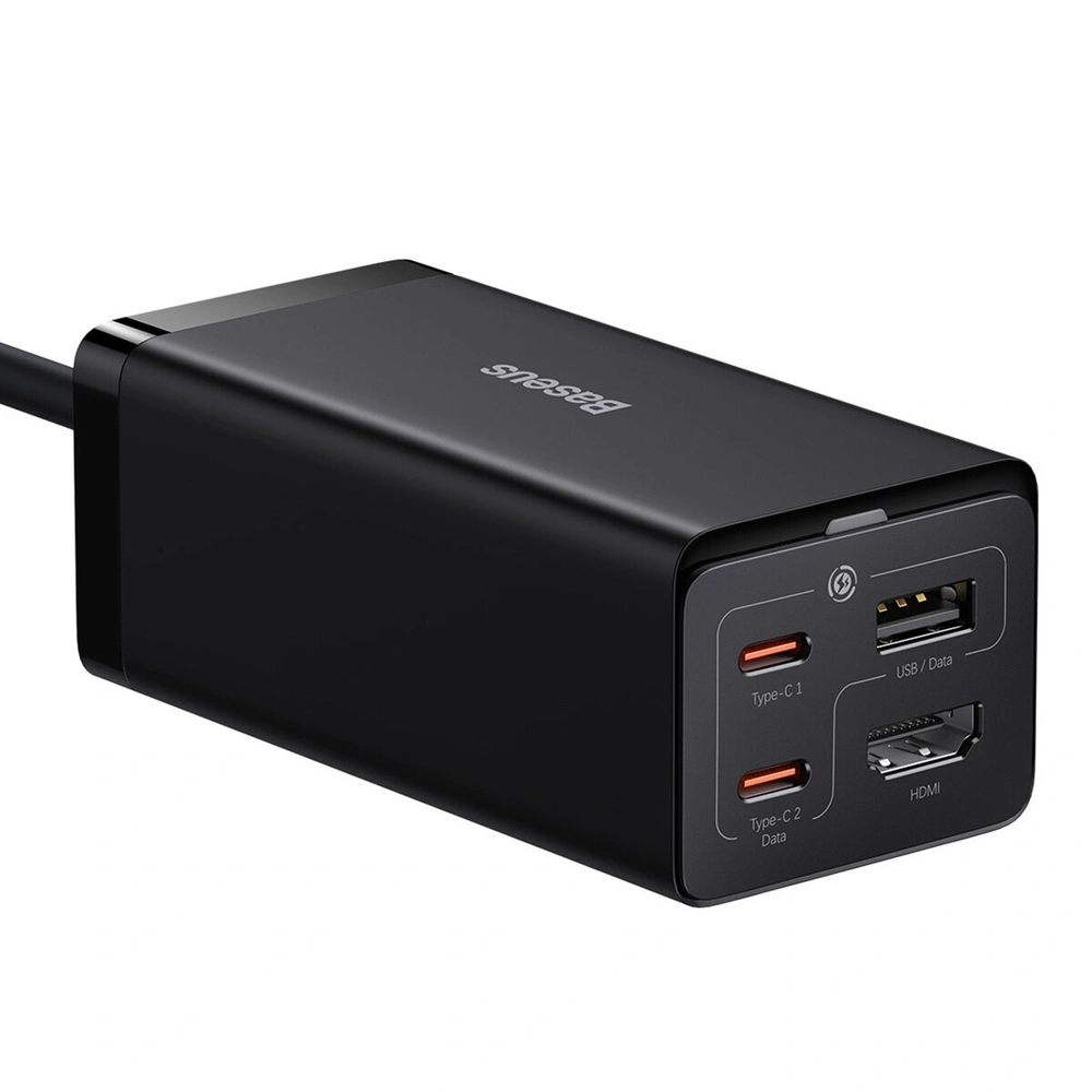 Сетевое зарядное устройство Baseus GaN5 Pro Desktop Fast Charger 1U+2C+HDMI 67W с кабелем Type-C to Type-C 100W (20V/5A) 1.5m, Чёрное (CCGP110201)