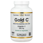 California Gold Nutrition, Gold C®, витамин C класса USP, 500 мг, 240 вегетарианских капсул