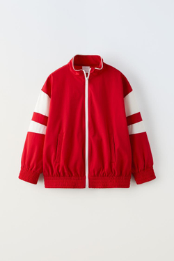 ZARA КУРТКА С КОНТРАСТНЫМИ ДЕТАЛЯМИ, КРАСНЫЙ